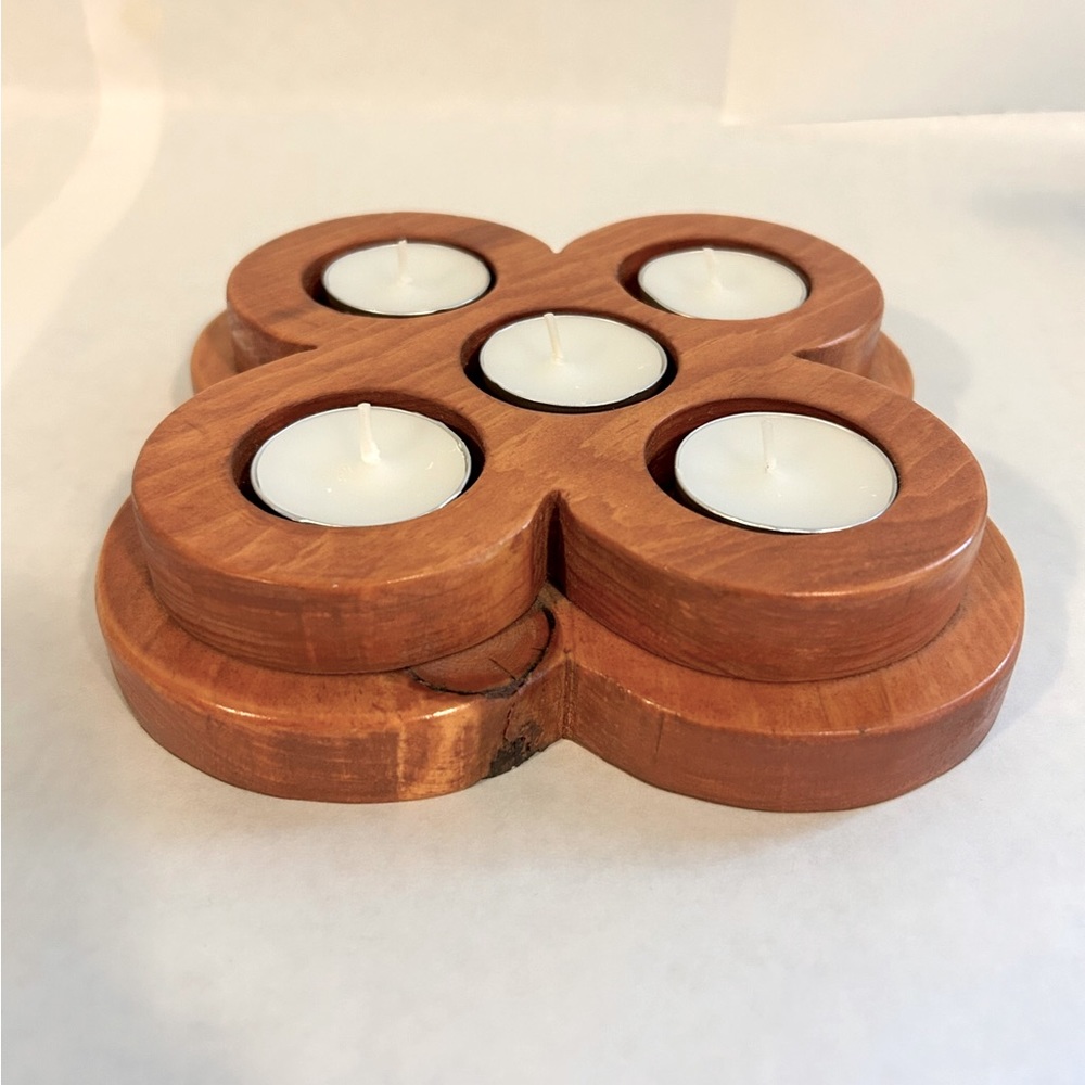 Wood tea light candle holder (Handmade)